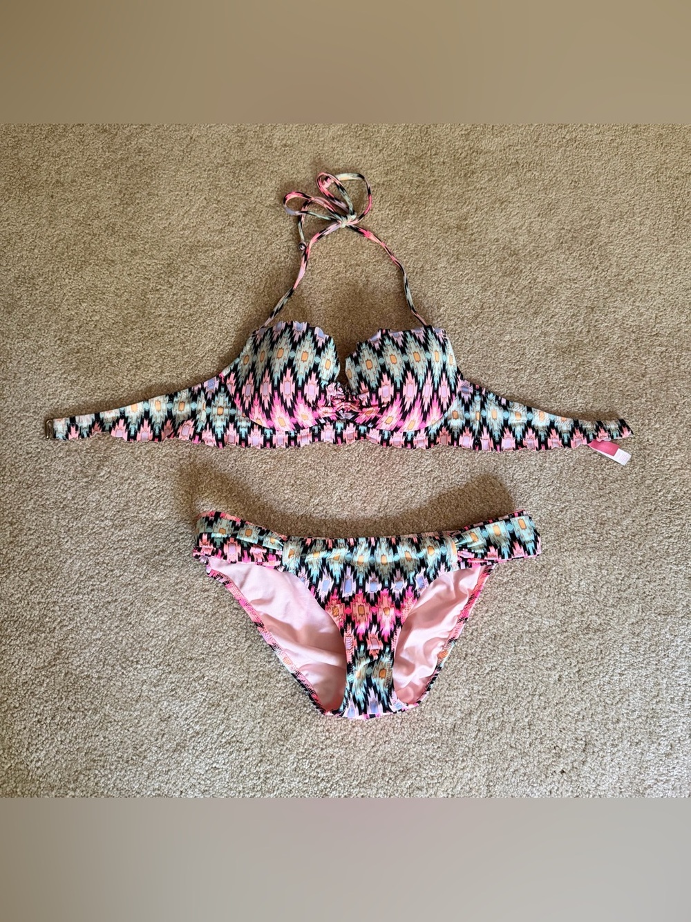 PINK Victorias Secret Multicolor Patterned Bikini Swim Set